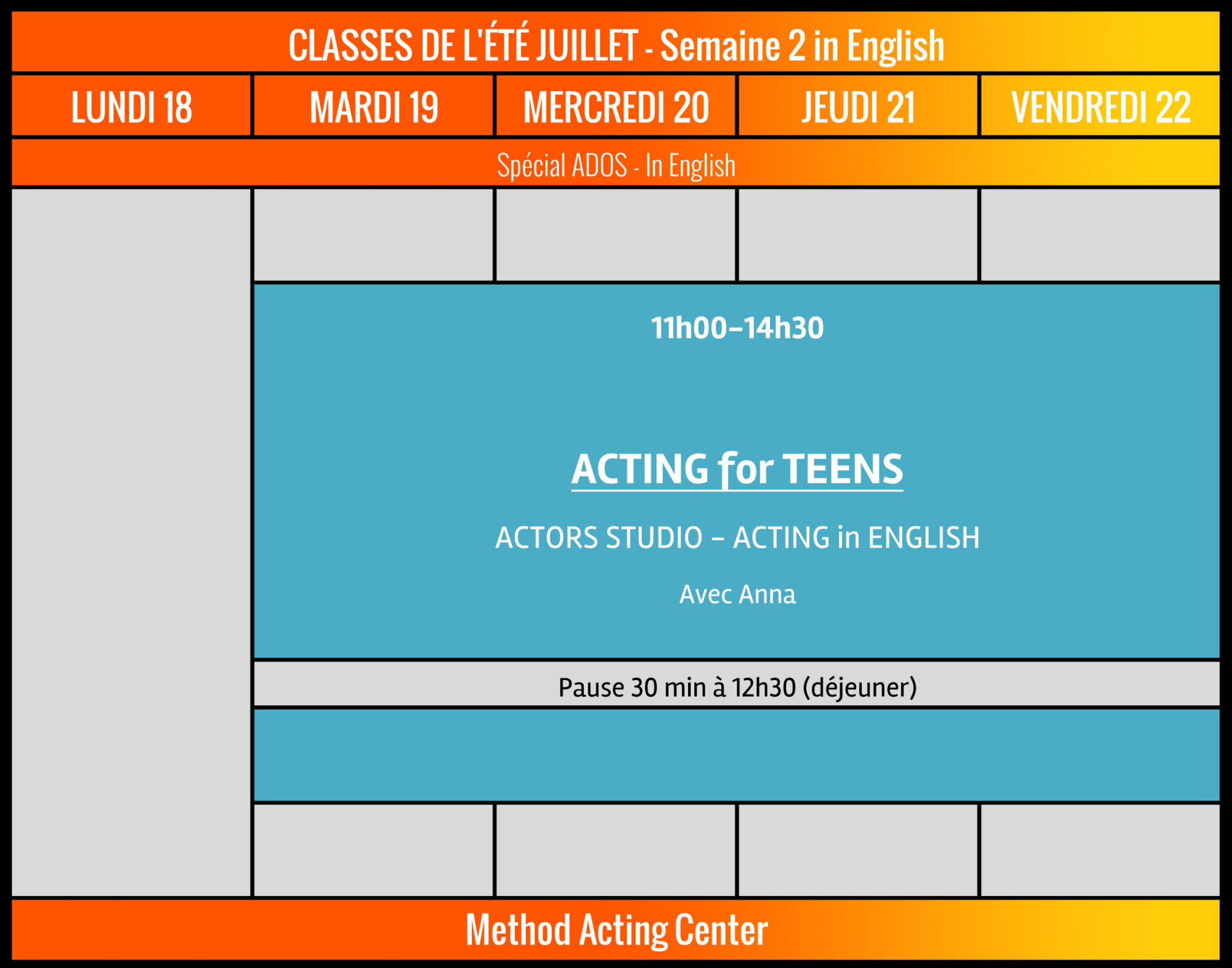 Acting for Teens Summer Classes 2022
