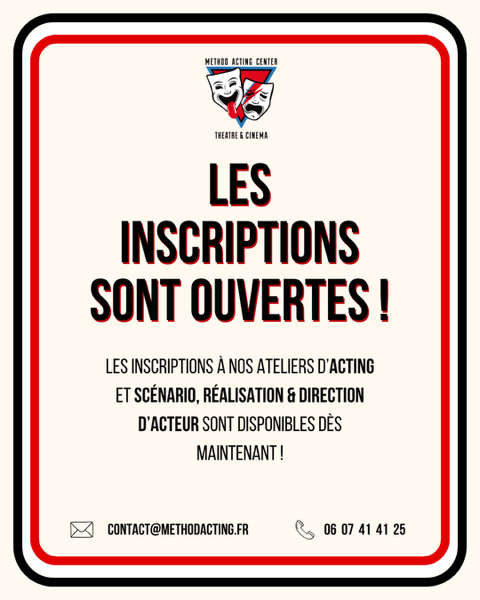 Inscriptions Ateliers Acting 2026 2027